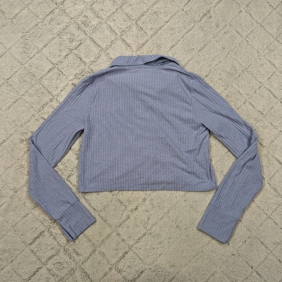 Madewell Sweater Women's M Blue Light MWL Brushed Rib Cropped Cardigan Cozy - Picture 8 of 8